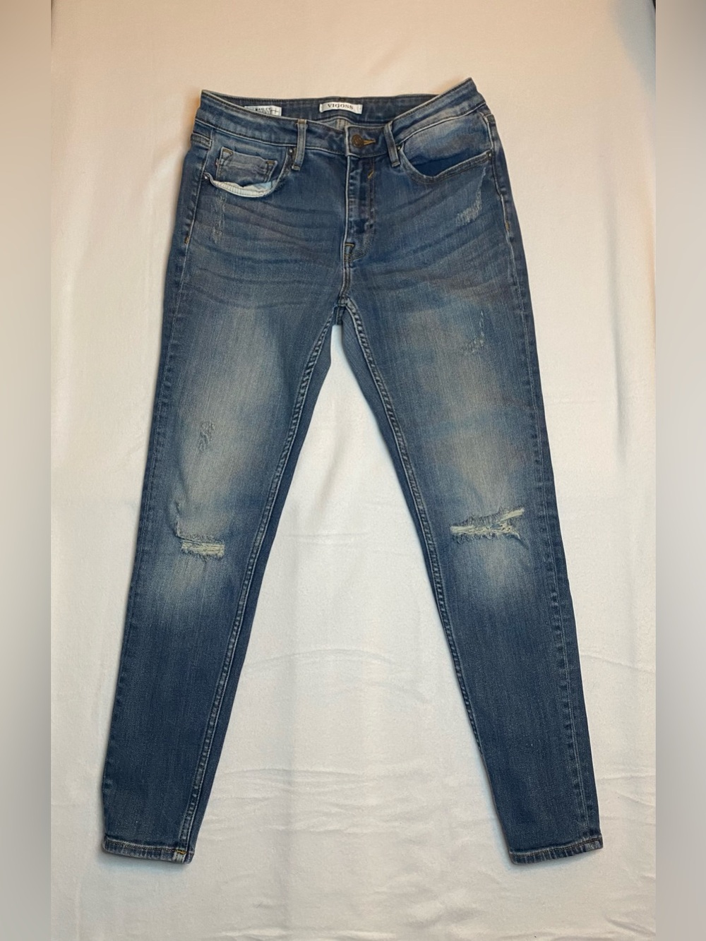 Vigoss Medium Blue Ripped Skinny Jeans